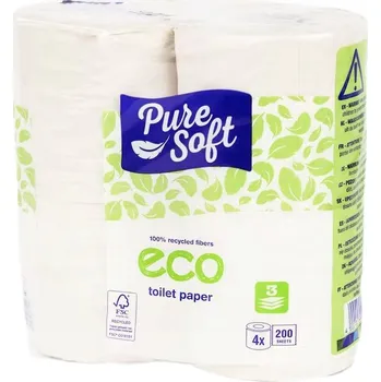 Toaletní papír Ekologický toaletní papír Pure Soft 4 role po 200 útržcích