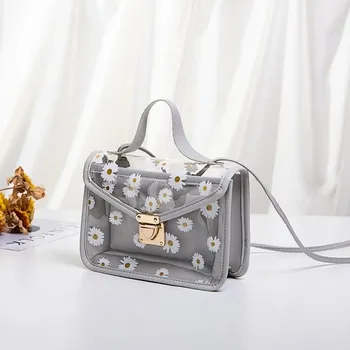 Kabelka Malá módní transparentní kabelka přes rameno | dámská crossbody kabelka - Šedá