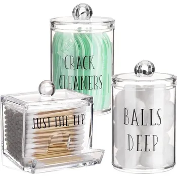 Organizér na kosmetiku Název: Držák na vatové tampony a kuličky | kosmetický organizér, nádoba na kosmetiku - 3ks průhledný kryt