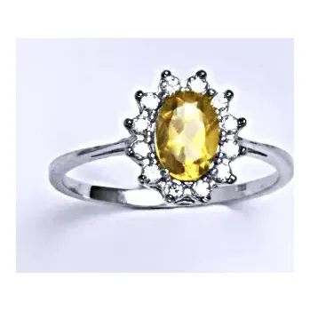 Prsten Stříbrný prsten Kate přírodní citrín - T 1480 (Stříbrný prsten s citrinem 7 x 5 mm)