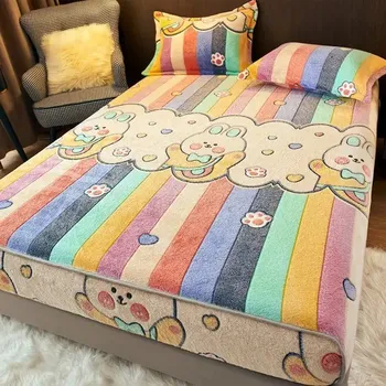 Povlečení Hřejivé elastické prostěradlo z froté | matracový chránič | zimní povlečení - barva obrázku-4,2ks povlak na polštář 48x74cm