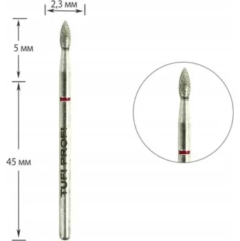 Frézka na nehty TUFI profi červený diamantový fréz na kůžičku, tvar plamínek, 2,3 mm