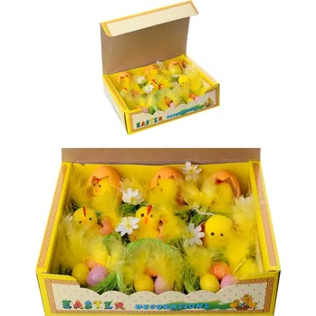 Velikonoční dekorace Velikonoční kuřátka a vajíčka, v hnízdě, mix motivů, 5,5 cm, 1 kus