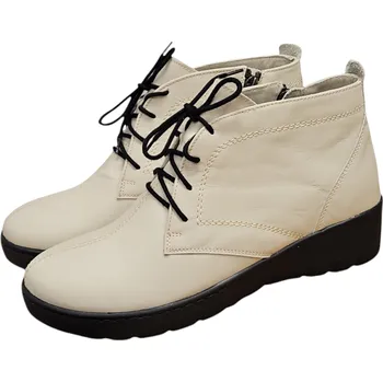 Dámská zimní obuv S 2221/F - 586 zdravotní zimní kotníčkové boty na klínku; barva krémová 38