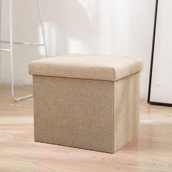 Úložný box Skládací textilní úložný box s víkem | úložná stolička, organizér na hračky - 1ks Šede bílá