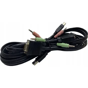 Audio kabel Nový KVM kabel pro přepínač 1.5m VGA USB jack stereo