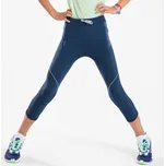 KIPRUN Dívčí běžecké 3/4 legíny Kiprun Comfort 500 10 LET MODRÁ|ŠEDÁ