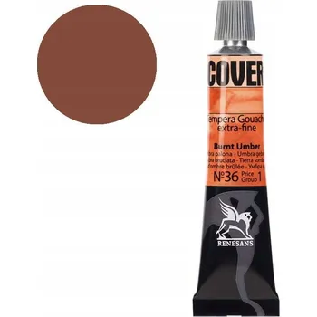 Vodová barva Temperová barva kvaš Renesans Krycí 20 ml, odstín 1 36 Umbra Pálená