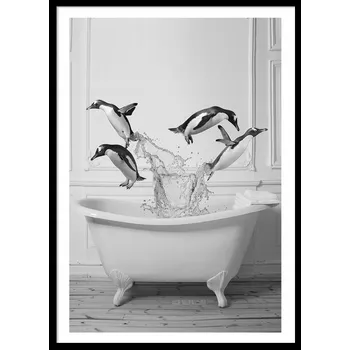 Obraz OBRAZ PLAKÁT V RÁMU do Koupelny WC Toalety TUČŇÁCI VE VANĚ P2625_A4