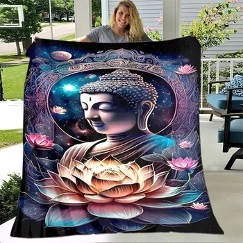 deka Flanelová deka s motivem buddhy | pléd do ložnice - 4,100x150 cm