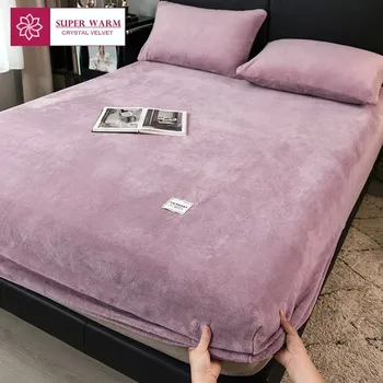 Prostěradlo Teplé zimní froté prostěradlo fleece | zimní povlečení | luxusní prostěradlo - barva obrázku-7,2ks povlak na polštář 48x74cm