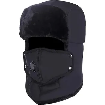 Pokrývka hlavy Zimní teplá čepice | ruská ušanka, termo čepice - černý