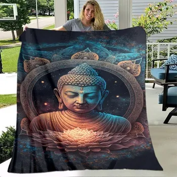 deka Flanelová deka s motivem buddhy | pléd do ložnice - 8,180 x 230 cm