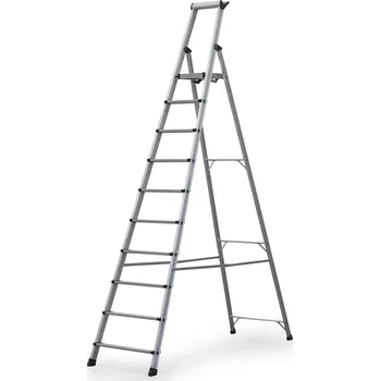 Schůdek Jednostranné hliníkové schůdky PROFI s poličkou, 1x10 stupňů, výška 2,44 m