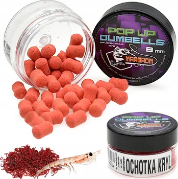 Boilies Plovoucí pelety Dumbells POP UP 8 mm Margrom OCHOTKA KRYL nástraha pro Method Feeder