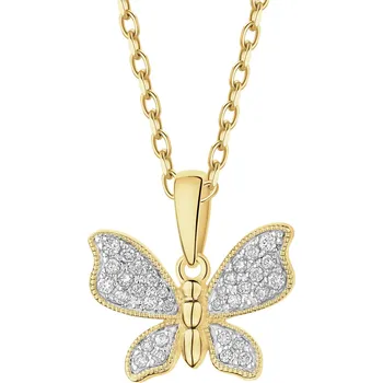 Přívěsek Zlatý přívěsek s brilianty - motýl - 0,11 ct - ryzost 585 - 103.845