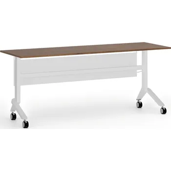 Psací stůl Mobilní stůl PRIMO MOVE, 180x60 cm, bílá podnož, ořech