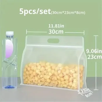 Dóza na potraviny Znovupoužitelné vodotěsné potravinové sáčky | Kuchyňský organizér, Skladovací pytlíky 5 ks - 5ks velké velikosti