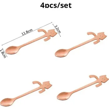 Příbor 4dílná sada mini nerezových lžiček pro kávu | kuchyňské potřeby 4 ks - 4ks růžové zlato