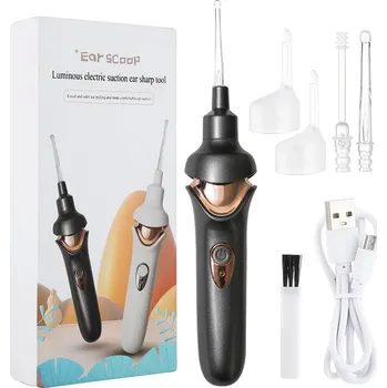 Čistič uší Elektrický svítící čistič uší s vakuem | nástroj na čištění uší - černá
