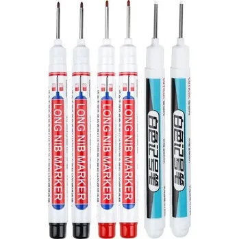 Voděodolné fixy s dlouhým hrotem pro hluboké díry | popisovače na kov, dřevo - 2 Černá 2 Červená 2 Bílá