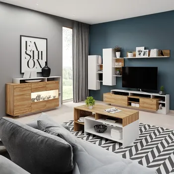 Obývací stěna Obývací stěna ALVA | sestava B | dub grandson/bílá