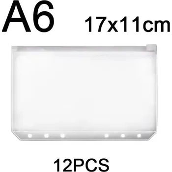 Průhledné pvc kapsy na 6 kroužkový pořadač | kancelářské potřeby 12 ks - A6-12ks