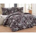 Povlečení Matějovský POEMA, ledově modré květy, hnědofialové, bavlna hladká, digitál, 140x200cm + 70x90cm