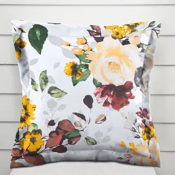Povlak na polštářek Bavlněný povlak na polštář s lemem Sandra SA-217 Velké žluté květy 30 x 50 cm