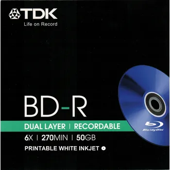 TDK BD-R DL 50GB x6 10 Ks. slimcase CD