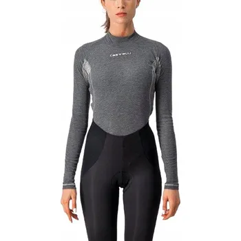 cyklistický dres Dámské cyklistické funkční triko Castelli Flanders 2 W Warm, šedé, velikost M