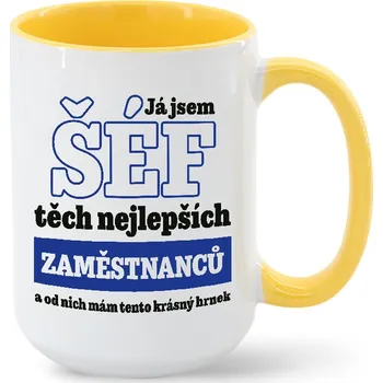 Vtipný keramický hrnek Já jsem šef, Barva Žlutá, Velikost 450 ml, Canvas Keramický hrnek MAX - barevný vnitřek a ucho Bezvatriko.cz 2358