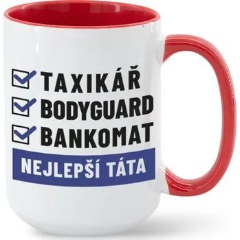 Hrneček - Nejlepší táta, Barva Červená, Velikost 450 ml, Canvas Keramický hrnek MAX - barevný vnitřek a ucho Bezvatriko.cz 0501