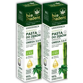 zubní pasta Bio Madent Konopná Zklidňující Zubní Pasta pro Citlivé Zuby s CBD 2x100 ml
