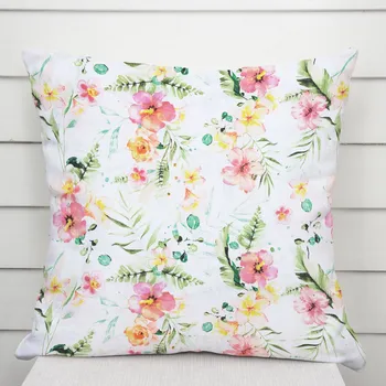 Povlak na dekorativní polštářek Bavlněný povlak na polštář Sandra SA-283 Havajské květy 50 x 60 cm