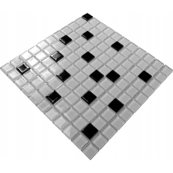 Obklad Skleněná mozaika Englass 30 x 30 cm bílá, černá