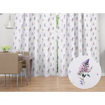 ubrus Dekorační závěs TF-105 Šeříky na bílém 140x140 cm