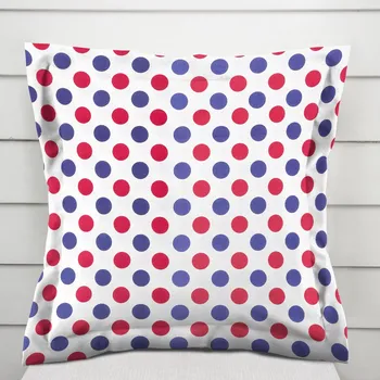 Povlak na polštářek Bavlněný povlak na polštář s lemem Sandra SA-242 Červené a modré puntíky 30 x 50 cm