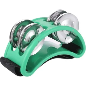 Hudební nástroj Tamburína na nohu pro kahon | perkusní nástroj | doprovodná tamburína - zelený