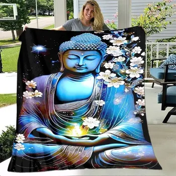 deka Flanelová deka s motivem buddhy | pléd do ložnice - 11,130 x 150 cm