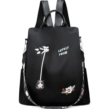 Městský batoh Waterproof Oxford dámský batoh s výšivkou | Batoh pro ženy, módní batoh, cestovní taška - černý,Rozměry 31 x 13 x 26 cm