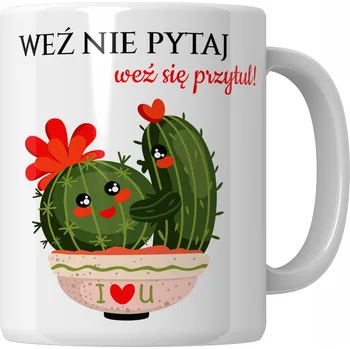 Keramický hrnek 330 ml VTIPNÝ SVÁTEK ZAMILOVANÝCH NEPTÁJ SE, PŘITUL SE KAKTUS MANŽELKA MANŽEL NA KÁVU ČAJ PRO PÁR OMLOUVÁM SE SMĚŠNÝ