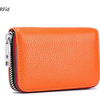 Peněženka Peněženka kožená s rfid ochranou karet | malá peněženka - Pomerančový