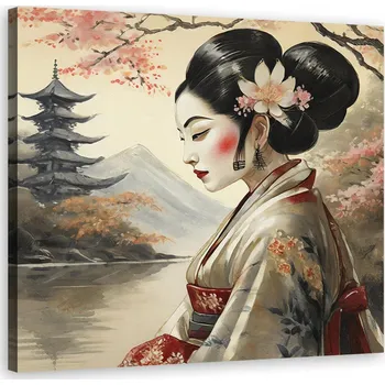 Obraz Obraz na plátně, Japonská gejša abstrakce 30x30