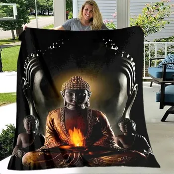 deka Flanelová deka s motivem buddhy | pléd do ložnice - 9,180 x 230 cm