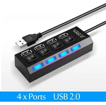 USB hub Napájený usb hub s 7 porty | usb rozbočovač - 4 porty černé USB 2.0
