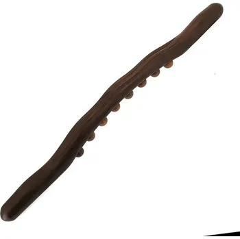 Masážní přístroj Masážní tyč z přírodního dřeva | pomůcka pro masáž - Karbonizované - 8 kuliček