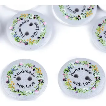 Knoflík Knoflík dřevěný Handmade with love 23mm modrý (Knoflík dřevěný Handmade with love )