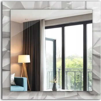 Zrcadlo Loftové závěsné zrcadlo s potiskem Abstraktní geometrické tvary 60x60
