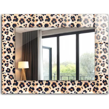 Zrcadlo Zrcadlo do koupelny, ložnice, obývacího pokoje s potiskem 80x60 cm, s leopardím vzorem vzor